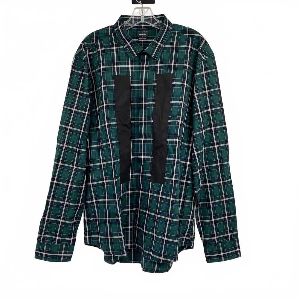 7Diamonds Green Plaid Button-Down Shirt | XXL Regular Cotton